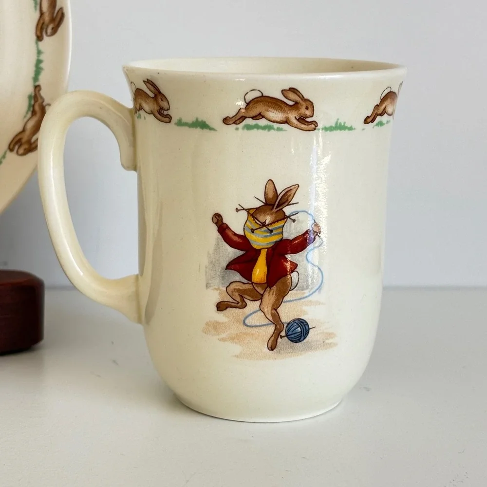 Royal Doulton Bunnykins Bowl and Mug Set Vintage English China Nursery Ware